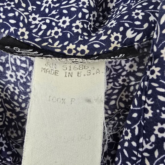 Vintage 80-90's All That Jazz Floral Belted Midi Dress Blue/White Size S Vintage - Picture 9 of 12